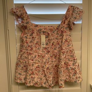 Francesca’s Pink Floral Tier Blouse